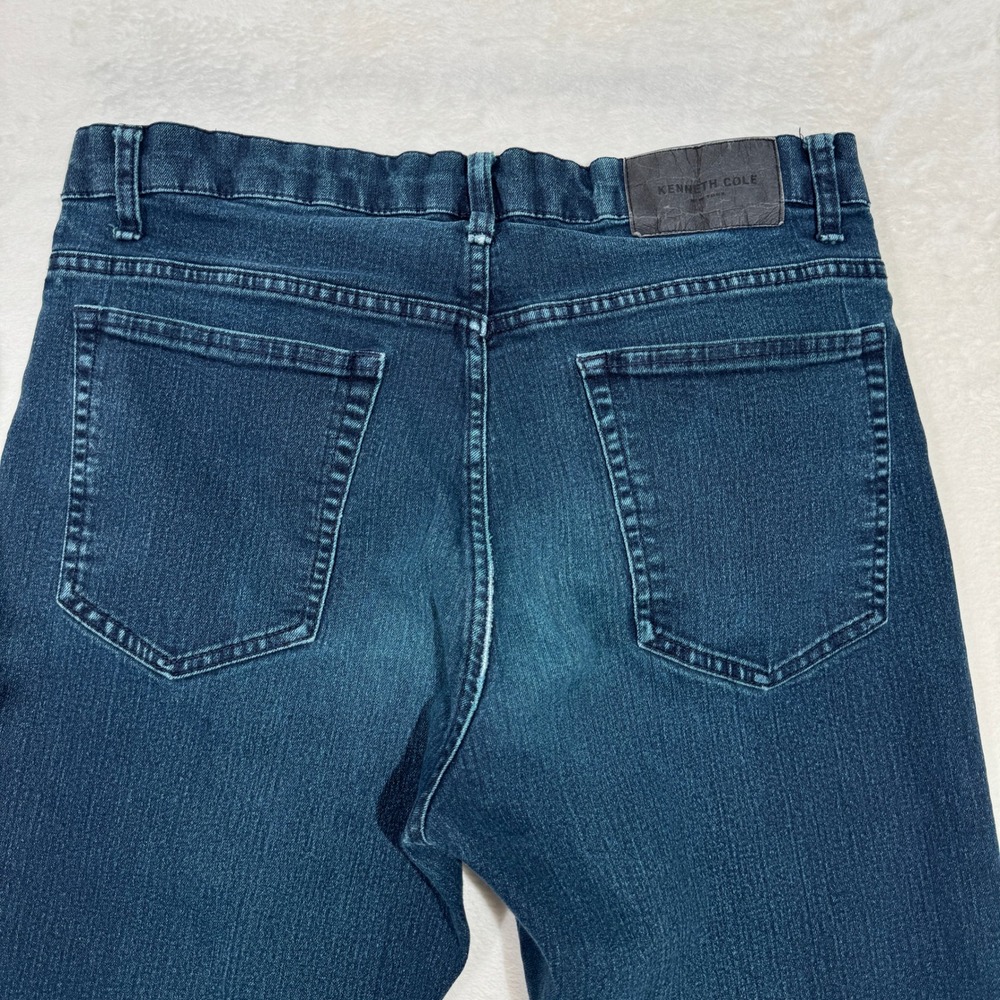Kenneth Cole Jeans Mens 30x30 Blue Straight Leg Dark Wash Stretch Denim - Picture 9 of 13